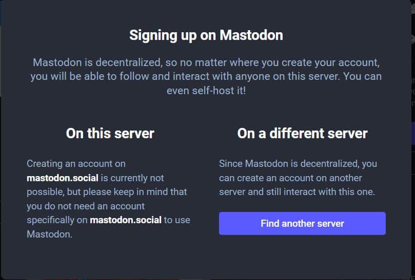 Mastodon signing up